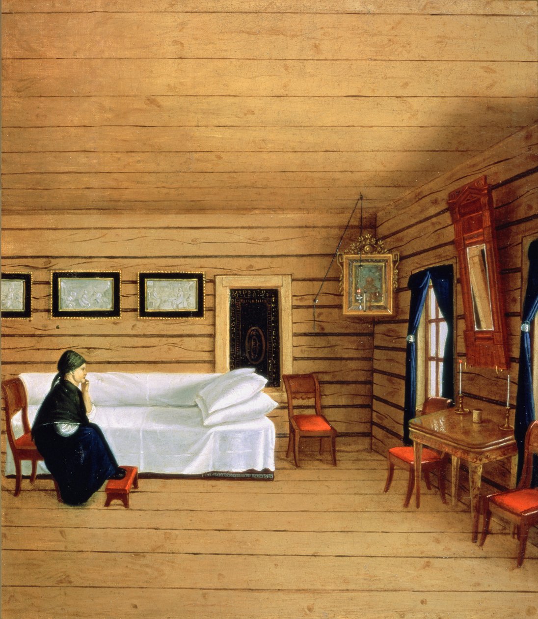 Interno con donna seduta da Russian School
