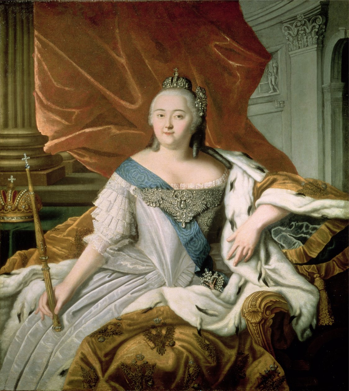 Ritratto di Elisabetta Petrovna, Imperatrice di Russia, c.1750 da Russian School