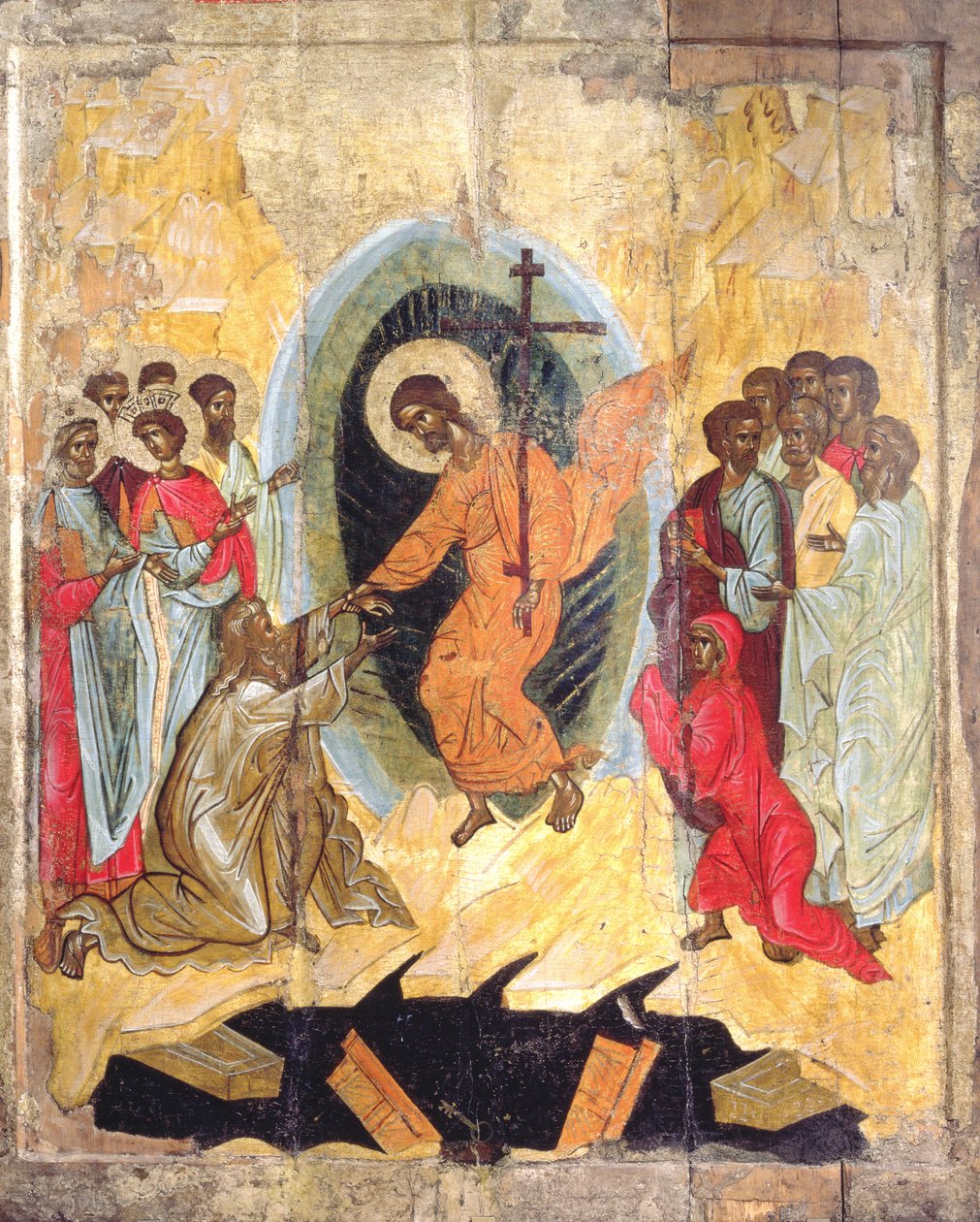 Discesa di Cristo agli Inferi, icona russa, Scuola di Novgorod, fine XIV secolo da Russian School