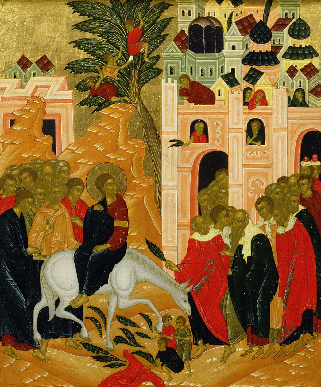Ingresso di Cristo a Gerusalemme, icona da Russian School
