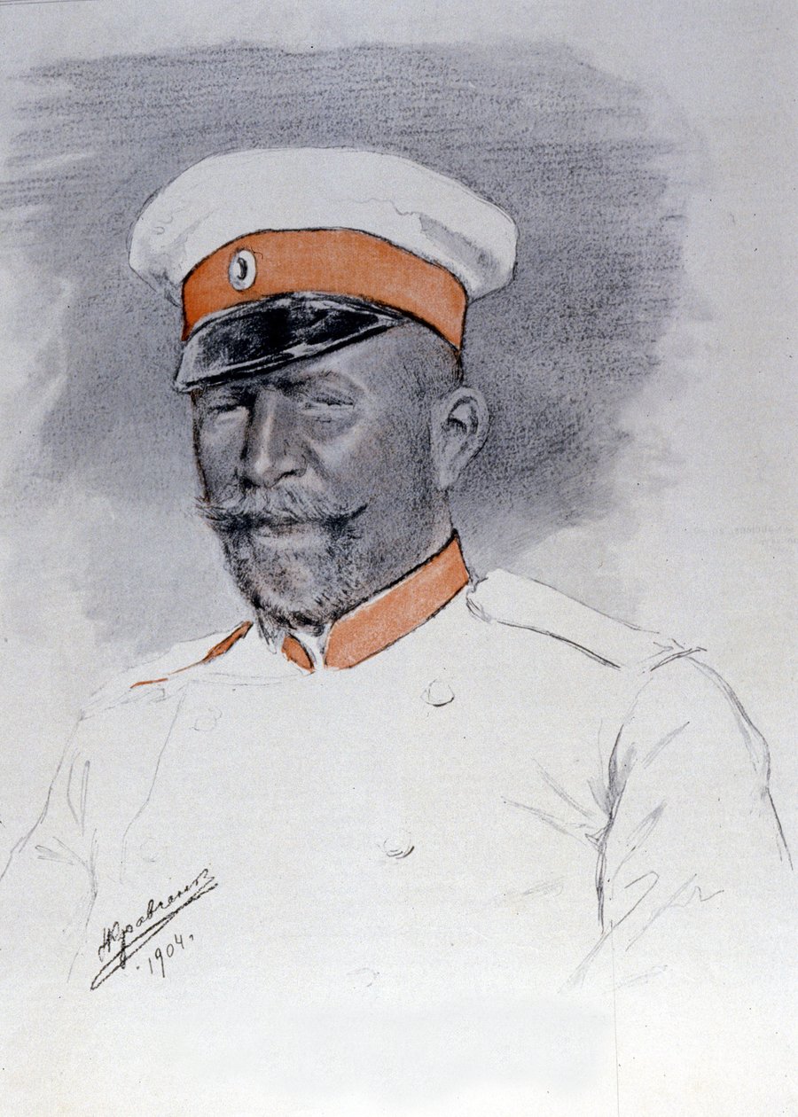 Generale Anatoli Stoessel Comandante di Port Arthur Square, pastello di Kraftshenko da Russian School