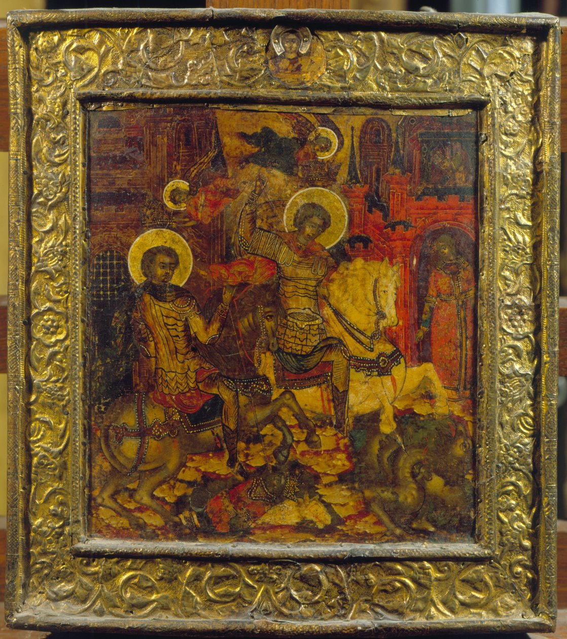 Icona raffigurante San Giorgio e San Demetrio da Russian School