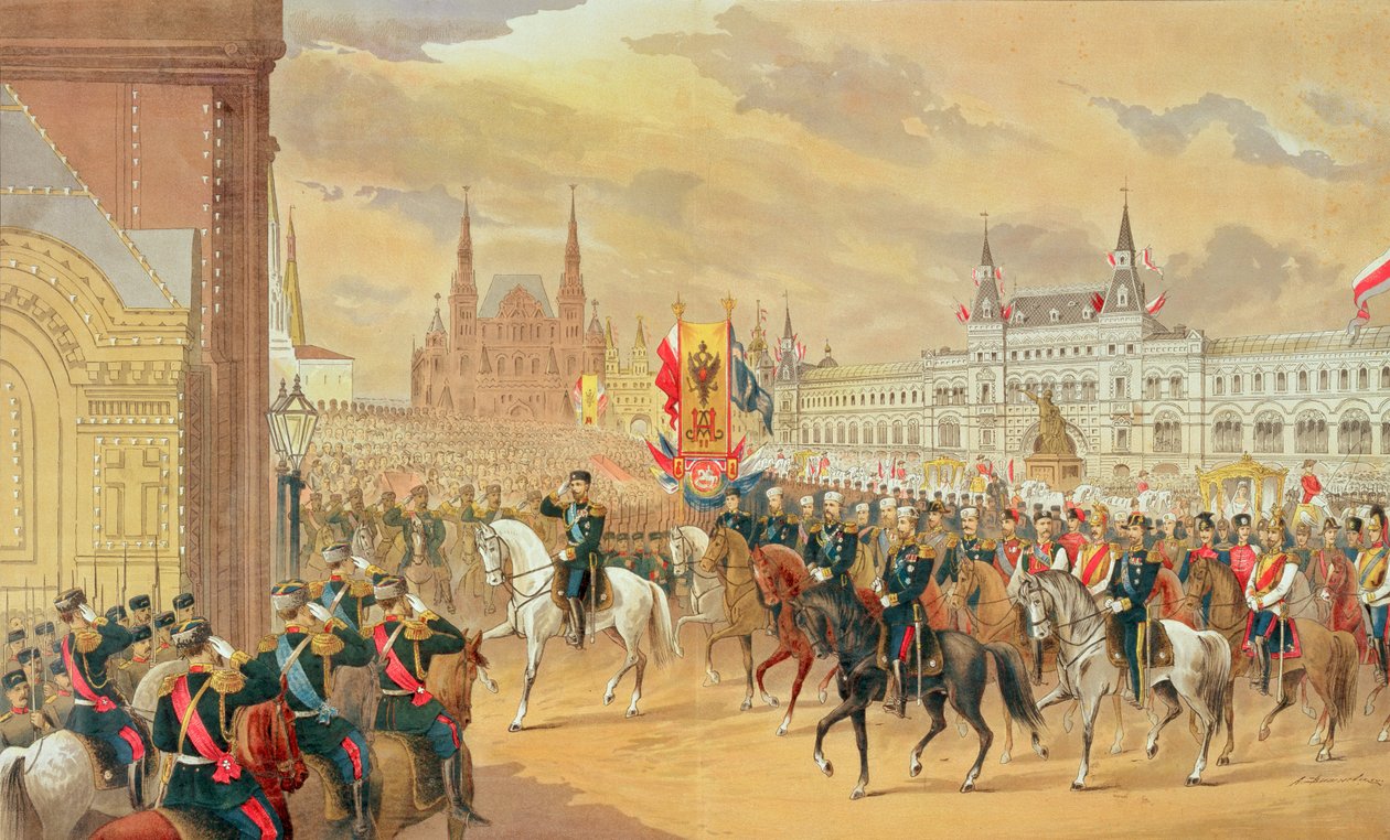 Matrimonio dello Zar Nicola II con Alessandra, Mosca, 1896 da Russian School