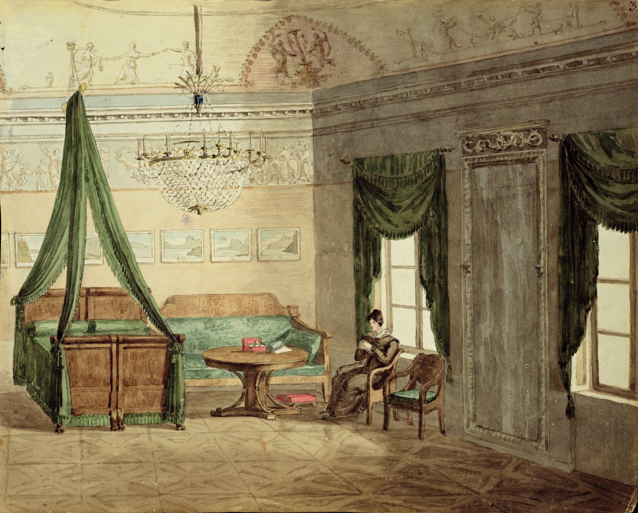 Camera da Letto Neoclassica, 1819 da Russian School