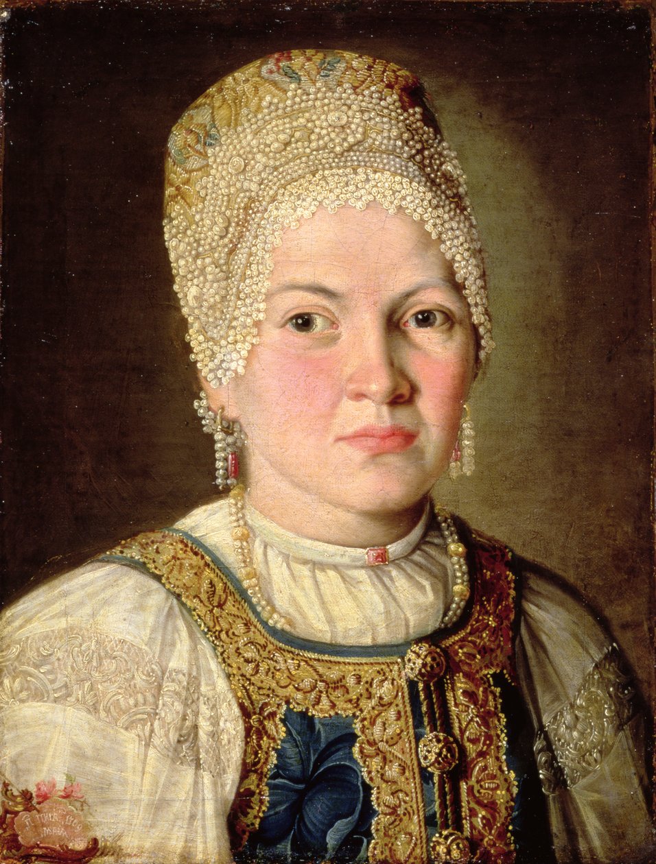 Ritratto di una donna in costume russo, 1769 da Russian School