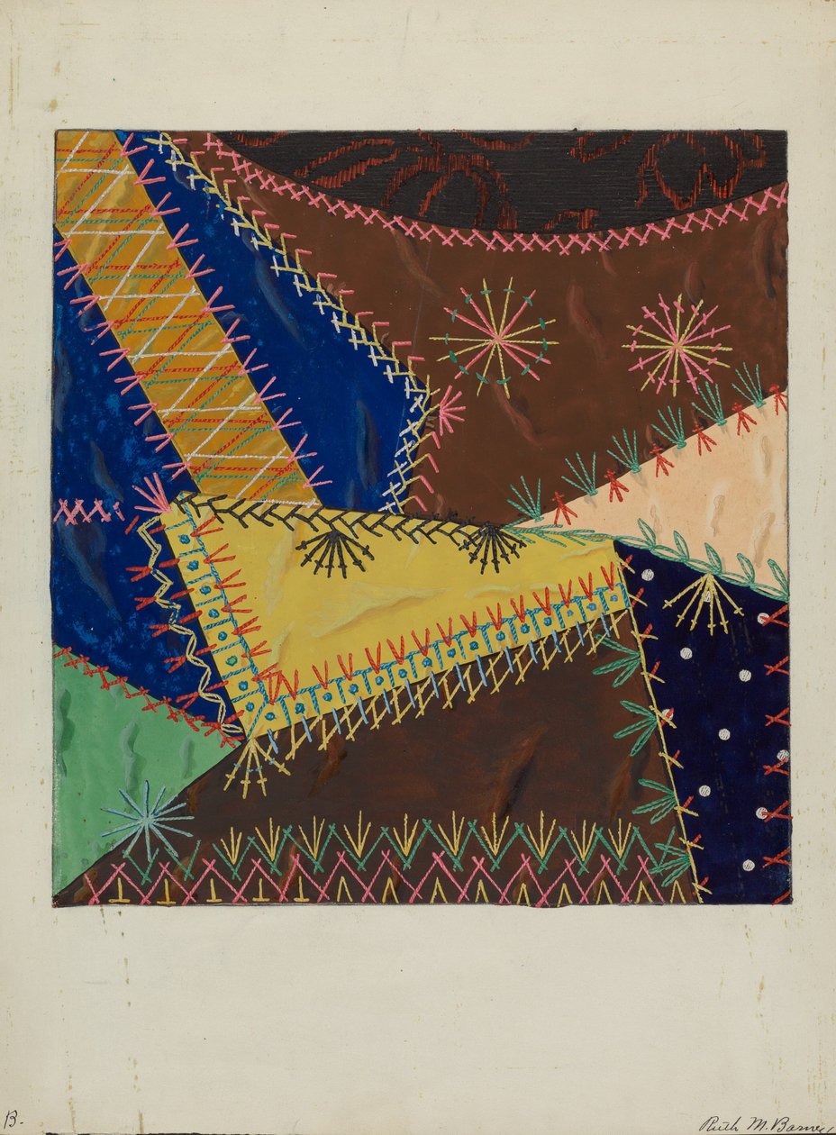 Crazy Quilt, c. 1940 da Ruth M Barnes