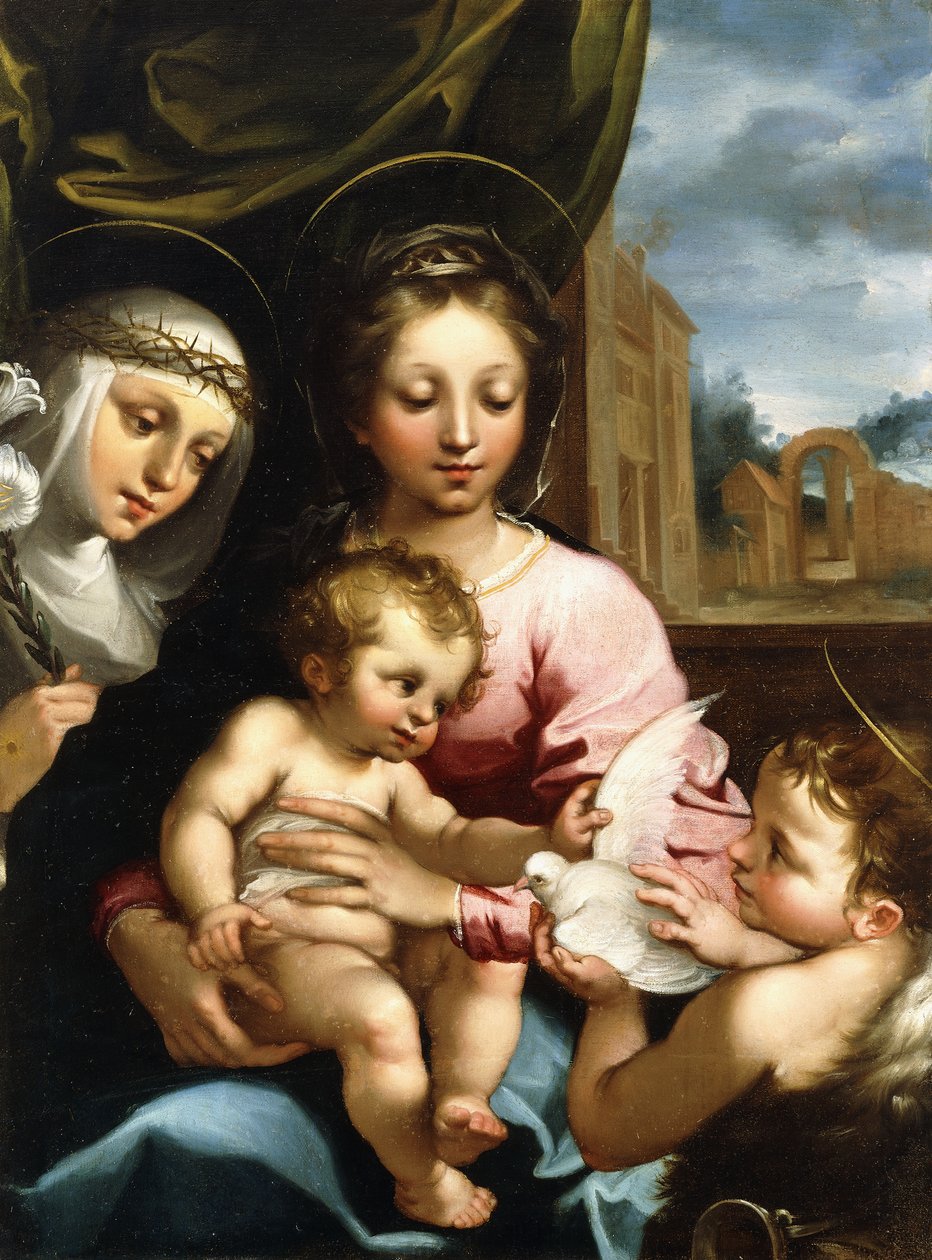 La Madonna e il Bambino con il Bambino San Giovanni Battista e Santa Caterina da Siena, c.1597-1612 da Rutilio Manetti