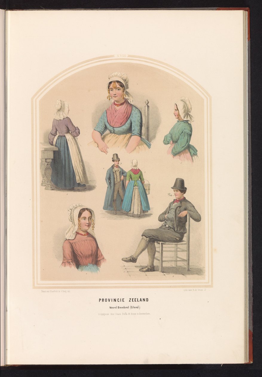 Costume tradizionale di Noord-Beveland in Zeeland, 1857 da Ruurt de Vries