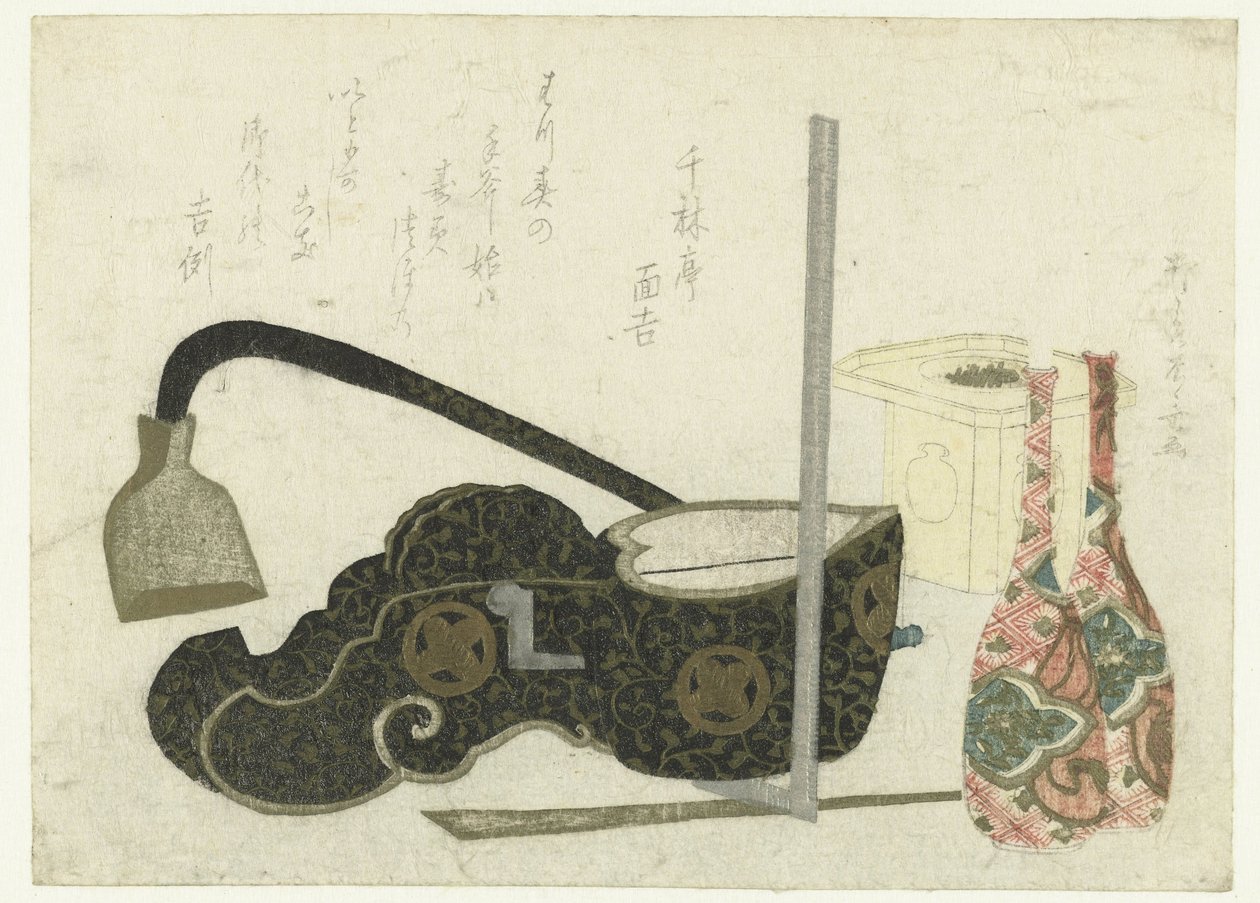 Flaconi di sake e attrezzi da carpentiere da Ryuryukyo Shinsai