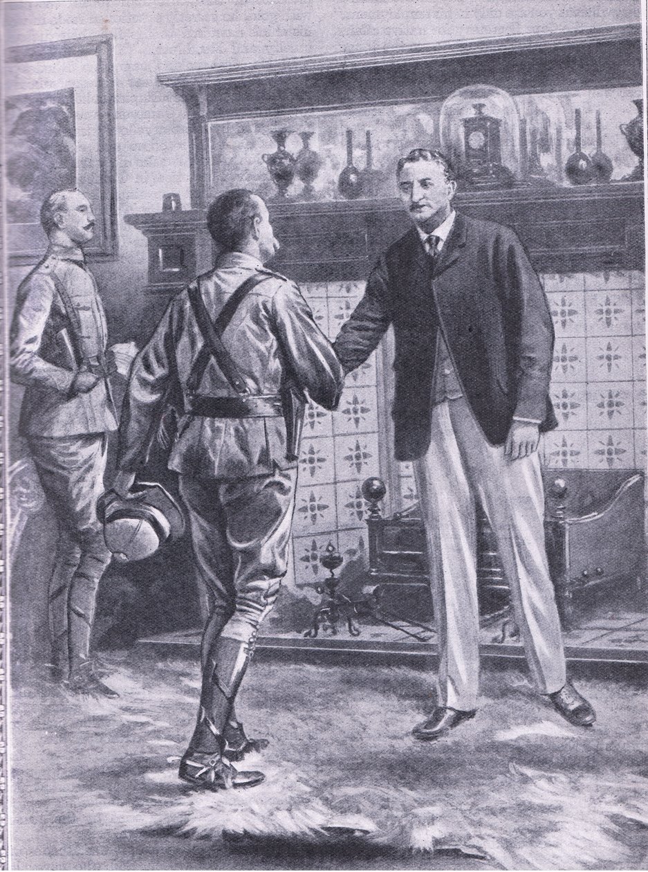 Quando Kimberley fu liberata da French. Generale French e Cecil Rhodes, illustrazione da Cassells Romance of Famous Lives, c.1940 da S. Begg