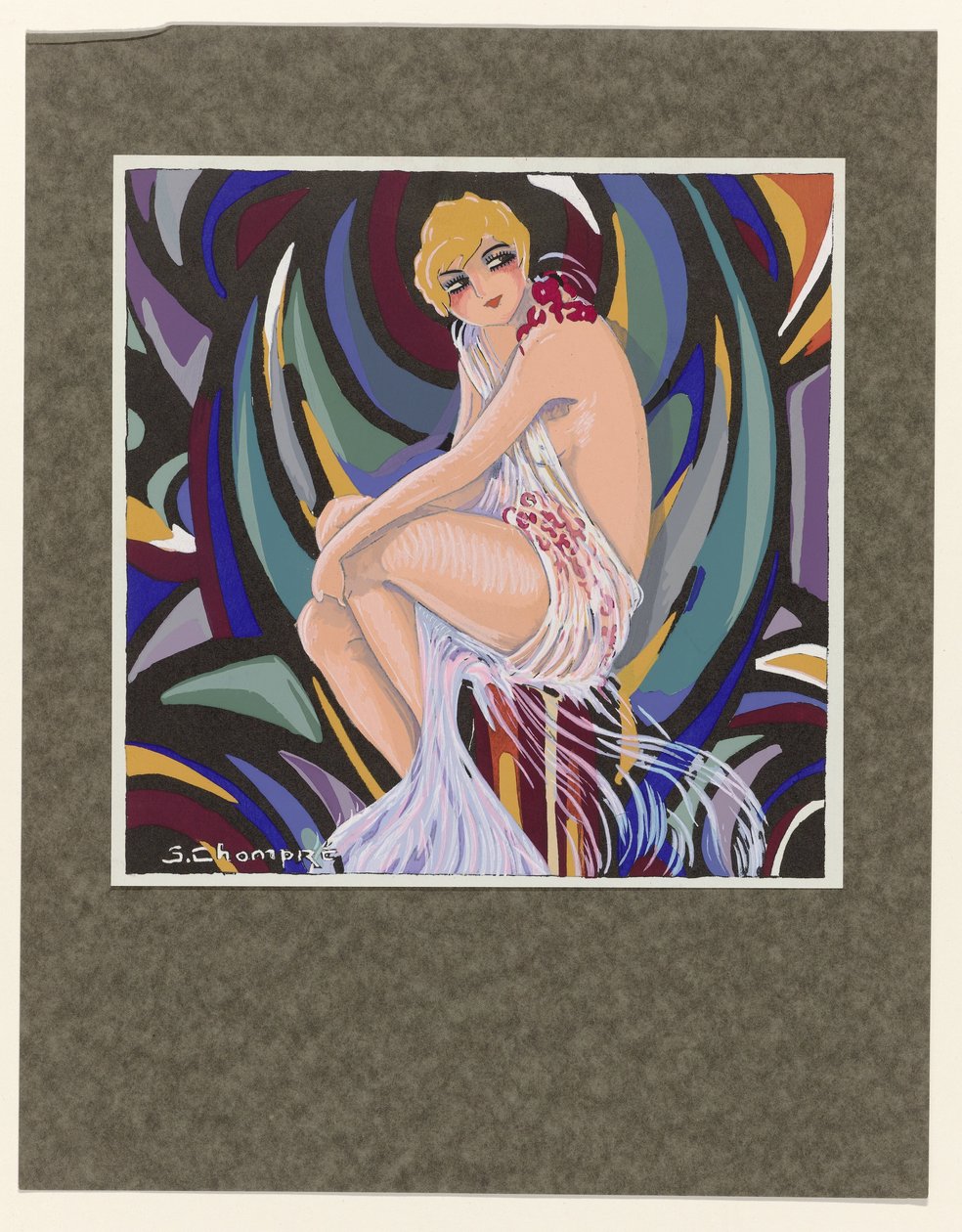 Femmes Modernes, 1926: Donna seduta con drappeggio da S Chompré