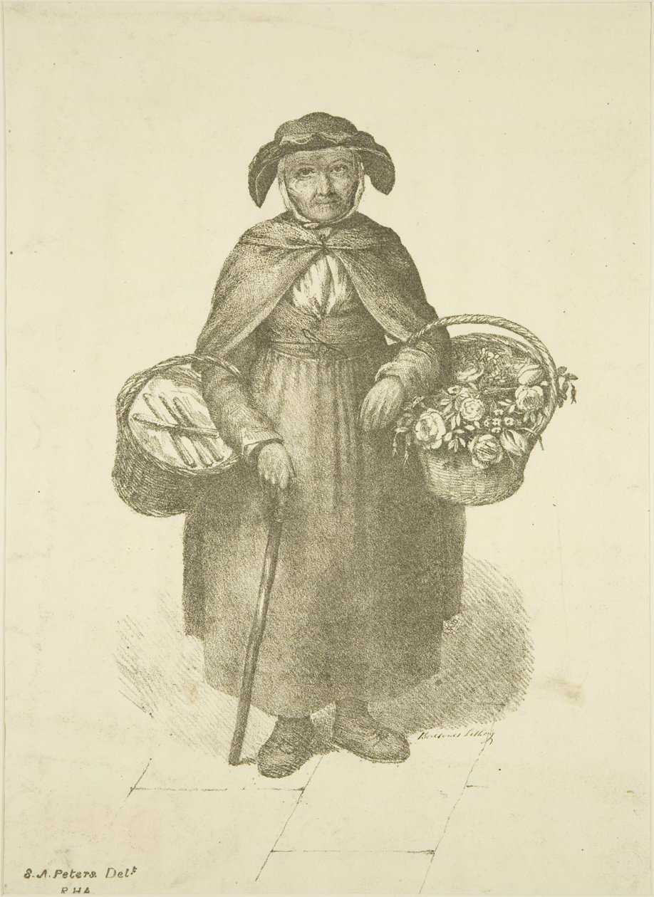 Vecchio venditore di fiori di Kingswood, c.1828 da S. or D. A. Peters