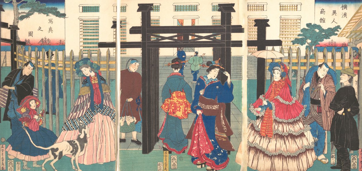 Stabilimento commerciale straniero a Yokohama, 1861 da Sadahide Utagawa