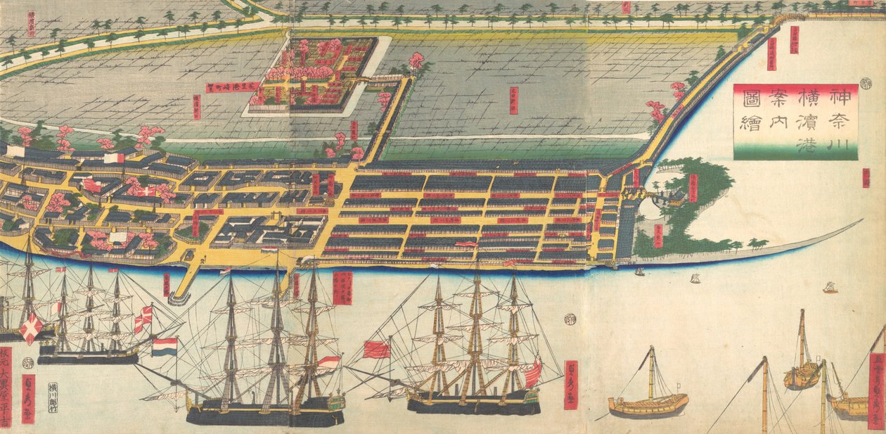 Guida illustrata al porto di Yokohama da Sadahide Utagawa
