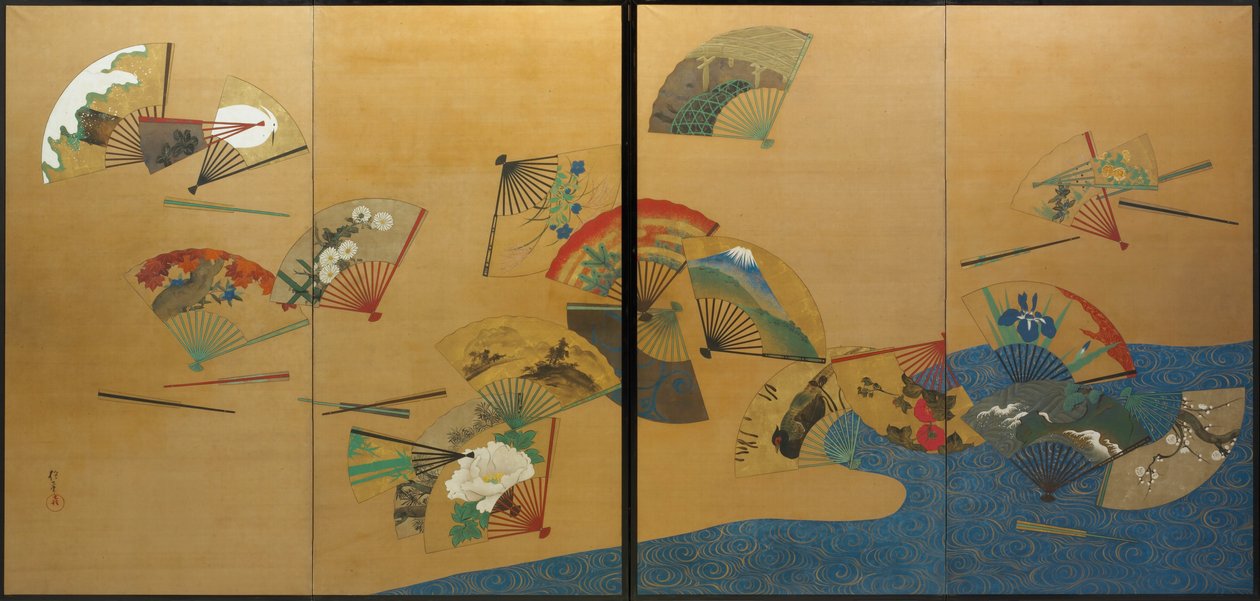 Ventagli e ruscello da Sakai Hoitsu