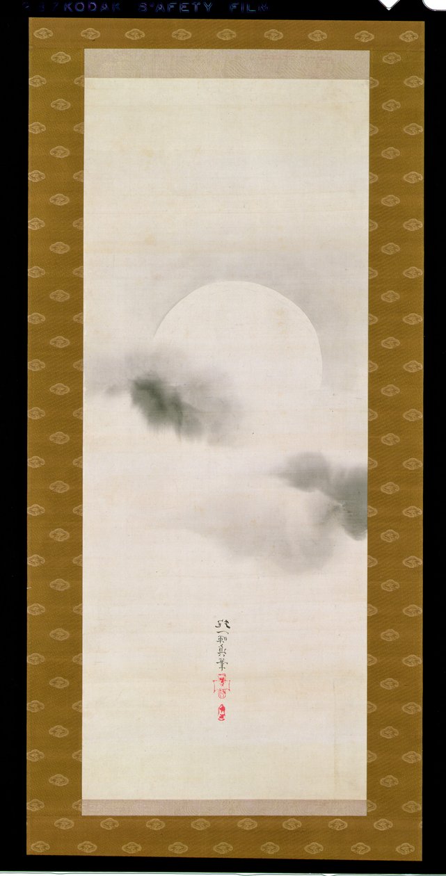 Rotolo appeso che raffigura la luna autunnale, da un trittico delle tre stagioni, giapponese, inizio XIX secolo da Sakai Hoitsu