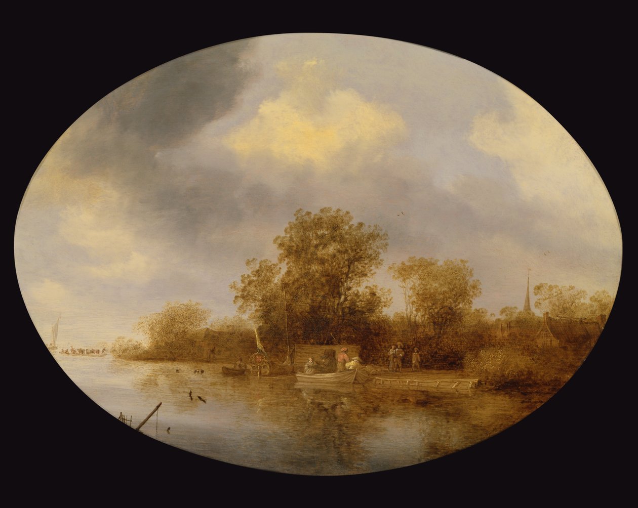 Paesaggio Fluviale con Uomini che Scaricano Trappole per Aragoste da Salomon van Ruisdael or Ruysdael