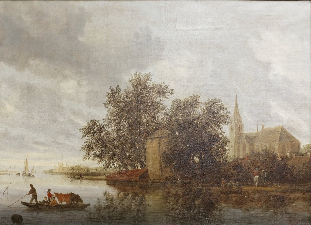 Riva del fiume con una chiesa da Salomon van Ruisdael or Ruysdael