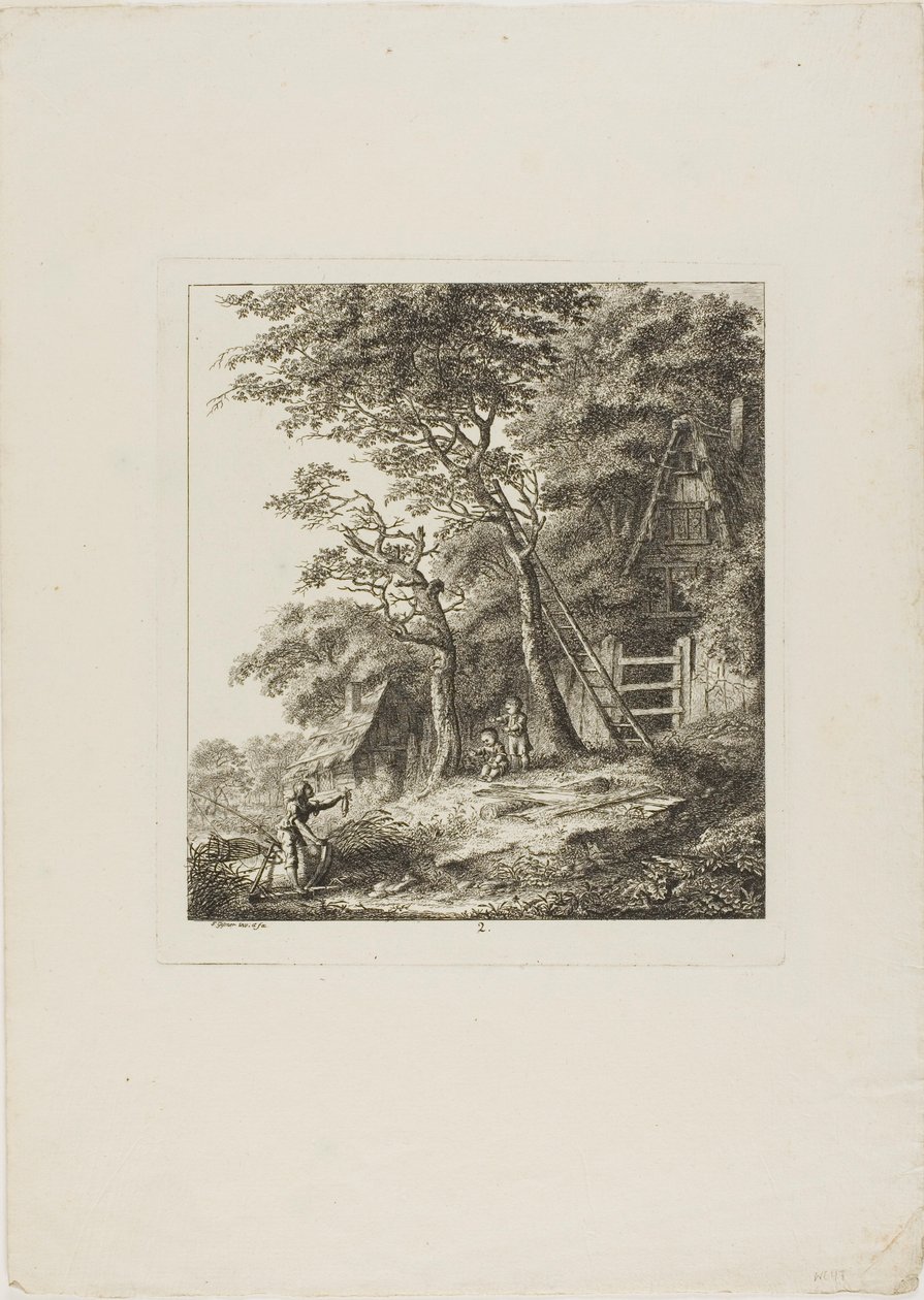 Pescatori con bambini, secondo piatto da Paysages Dédiés à M. Warelet da Salomon Gessner