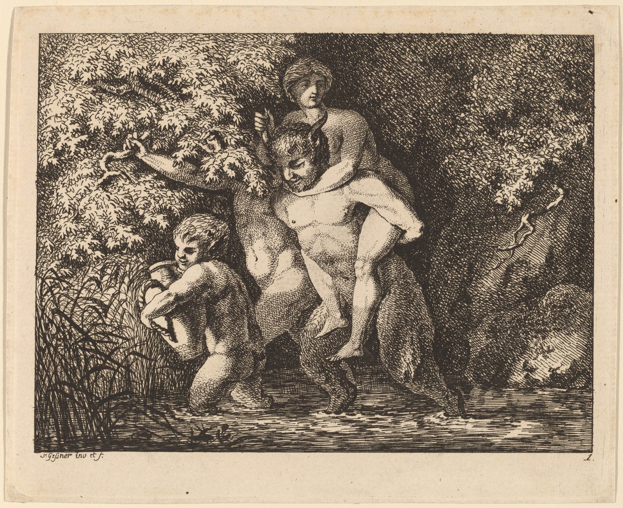Satiro che porta una ninfa da Salomon Gessner