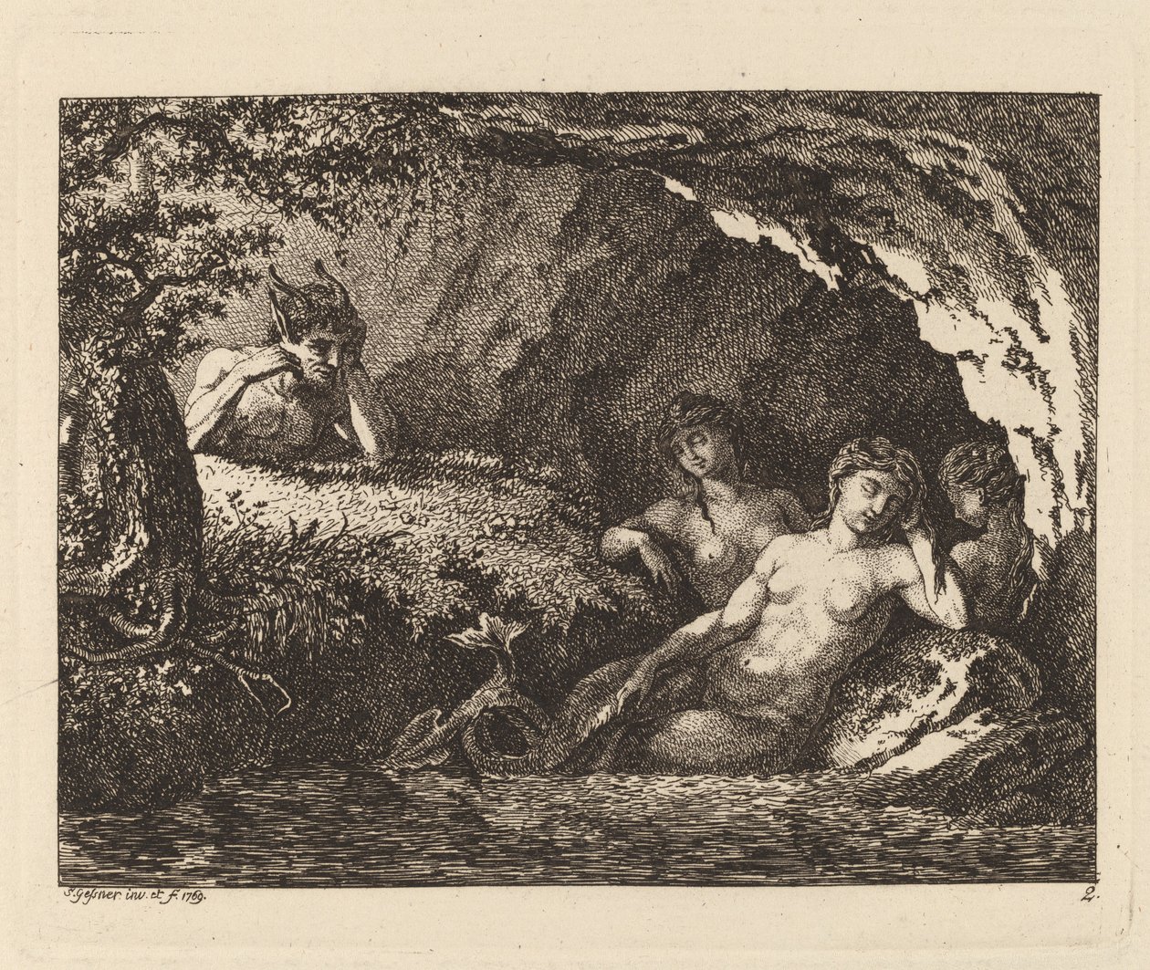 Tre folletti dormienti con un satiro, 1769 da Salomon Gessner