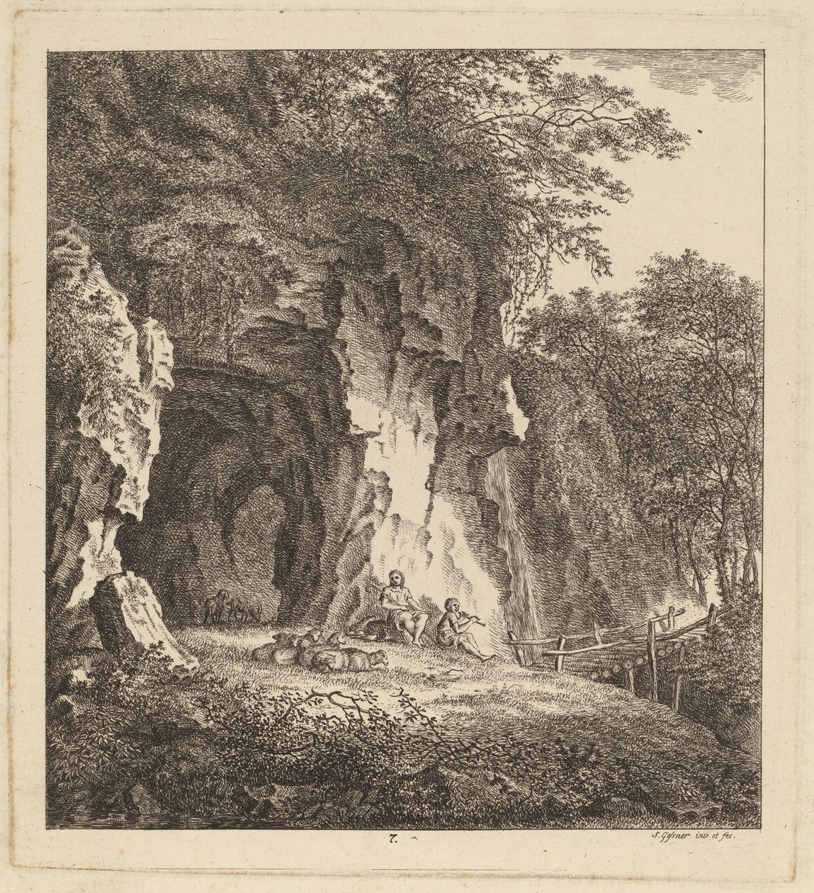 Due pastori in un paesaggio roccioso da Salomon Gessner