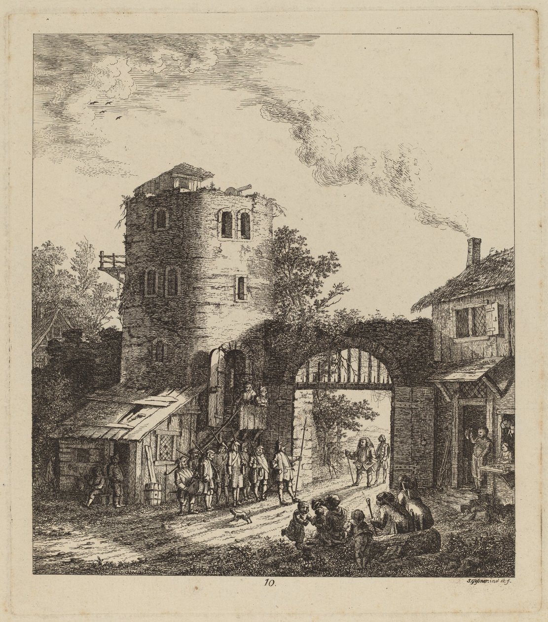 Villagers at a City Gate Greeting a Dignitary, 1764 da Salomon Gessner