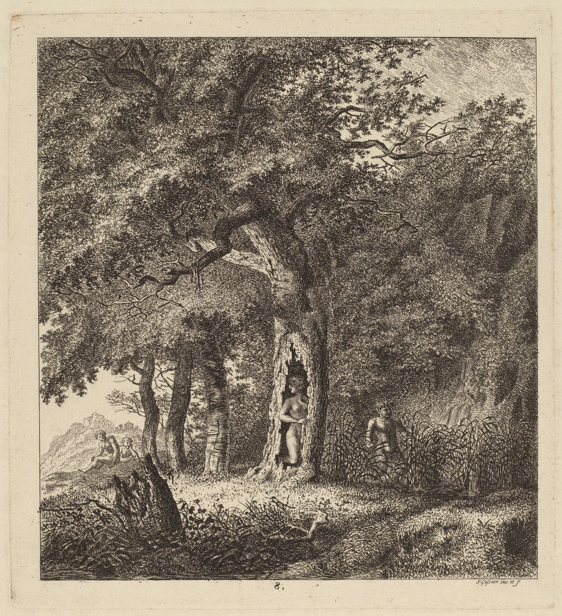 Paesaggio boscoso con una ninfa e un satiro da Salomon Gessner