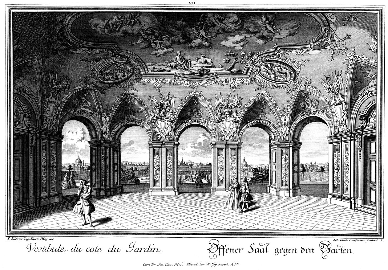 Vista dalla Sala Terrena sul giardino da Salomon Kleiner