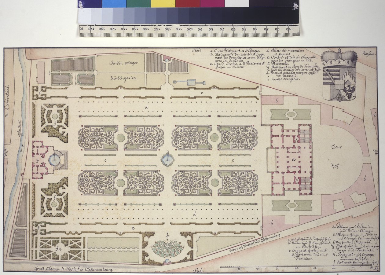 Pagina intera: Palazzo del giardino del Liechtenstein - pianta (disegno a penna e inchiostro) da Salomon Kleiner