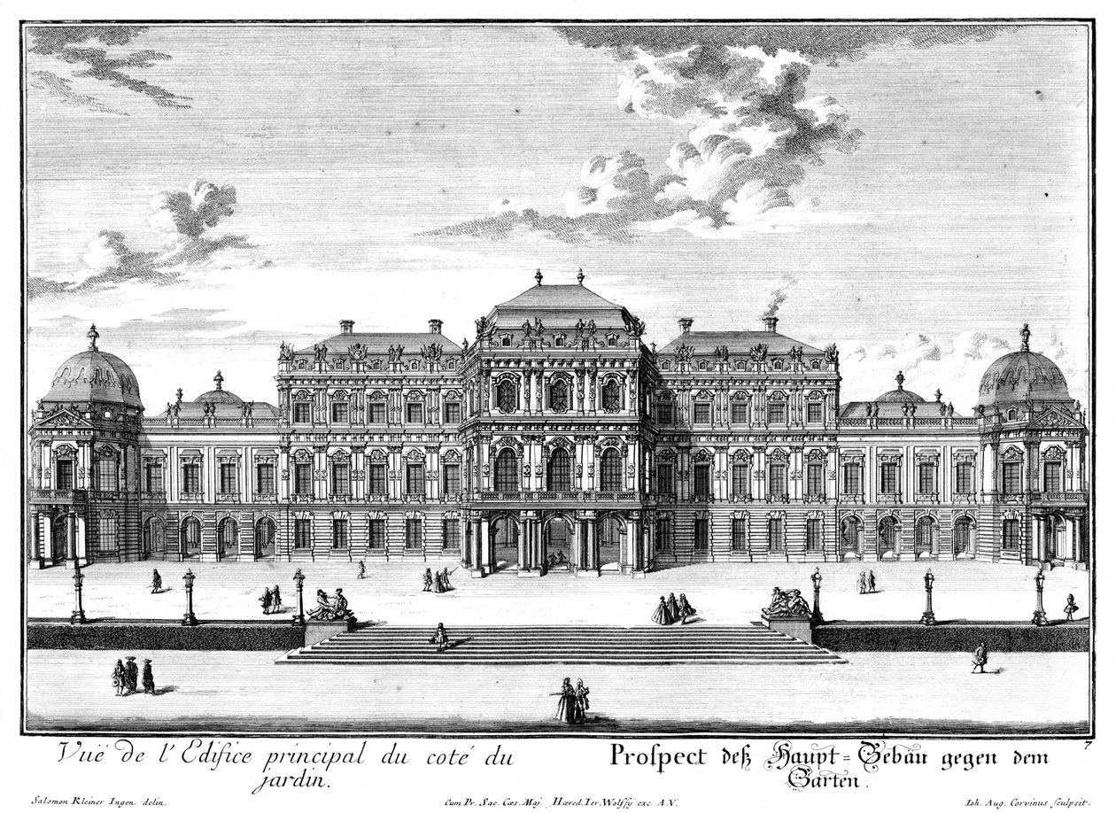 Facciata del giardino del castello superiore da Salomon Kleiner