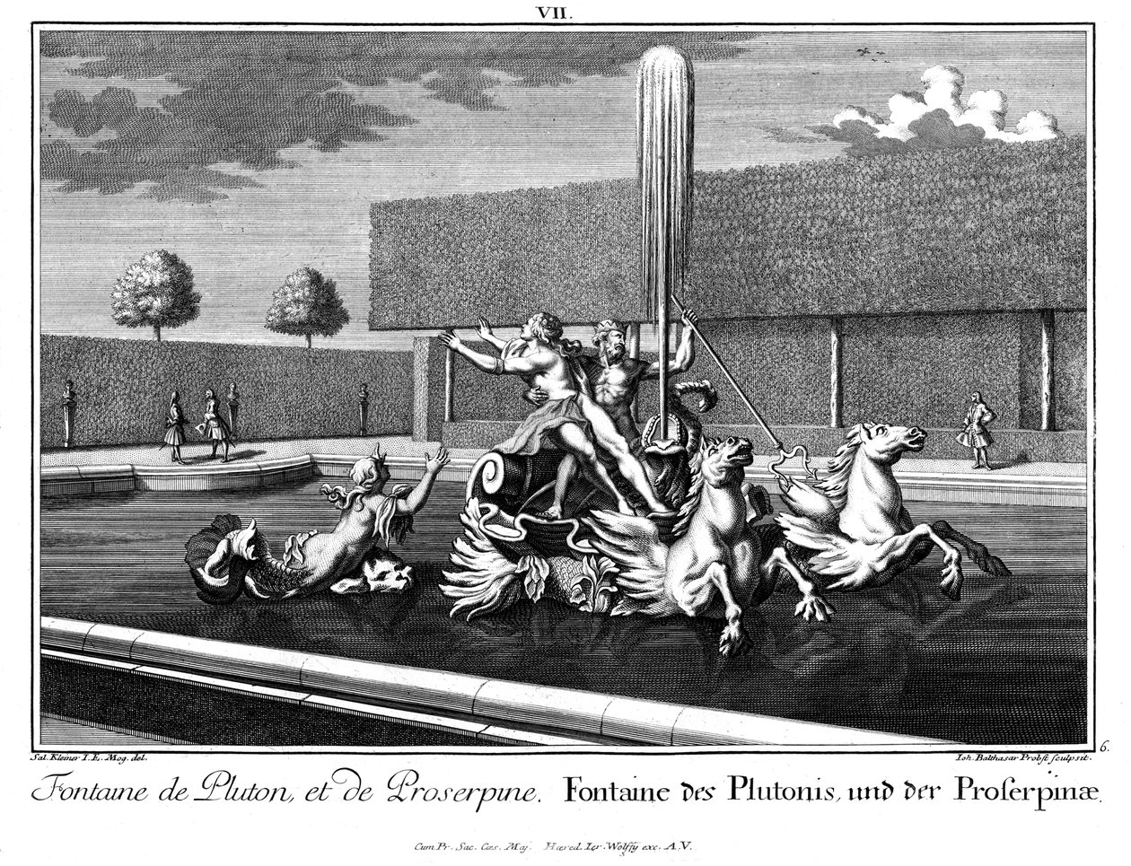 Prospetto della fontana di Plutone e Proserpina da Salomon Kleiner