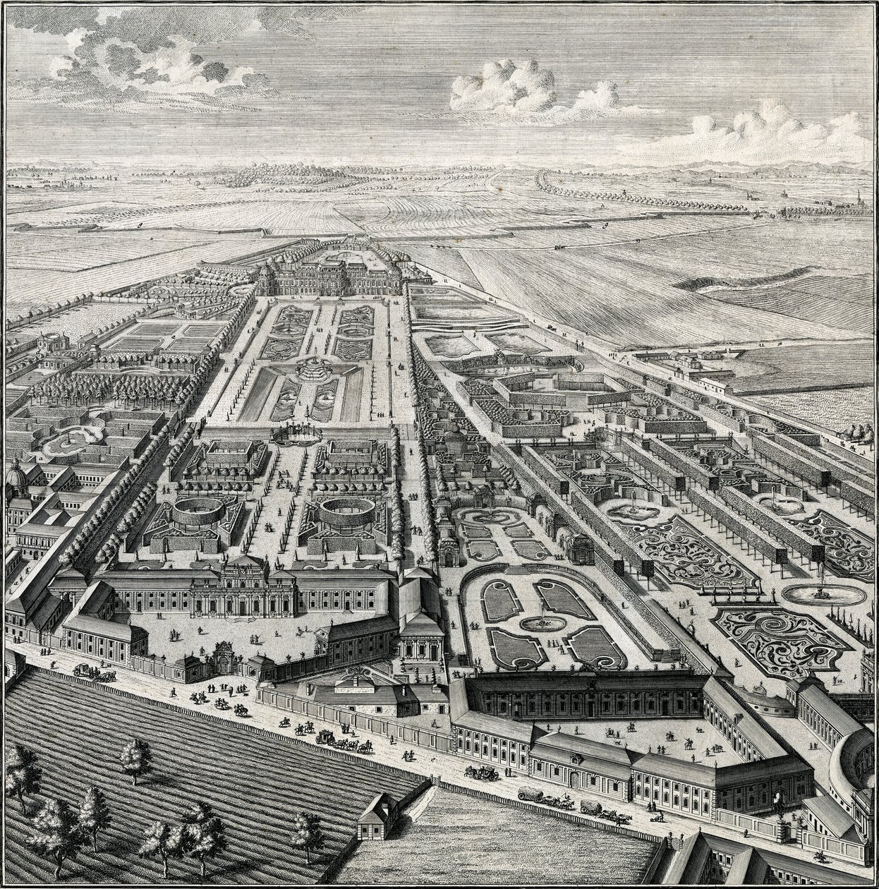 Prospetto del giardino del principe Eugenio e dei giardini adiacenti del convento delle Salesiane e del principe Schwarzenberg da Salomon Kleiner