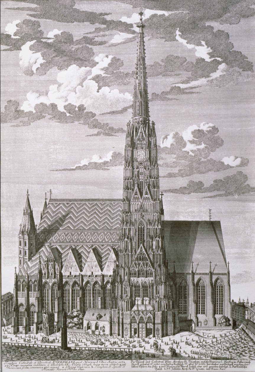 Veduta della Cattedrale di Santo Stefano, Vienna, incisa da George-Daniel Heumann (1691-1759) da Salomon Kleiner