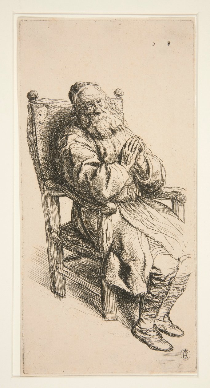 Vecchio che dorme in una poltrona da Salomon Koninck