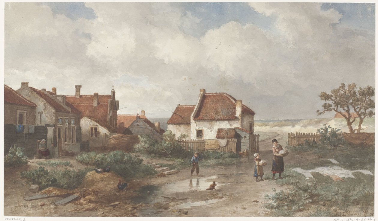Case ai margini di un villaggio nelle dune da Salomon Leonardus Verveer