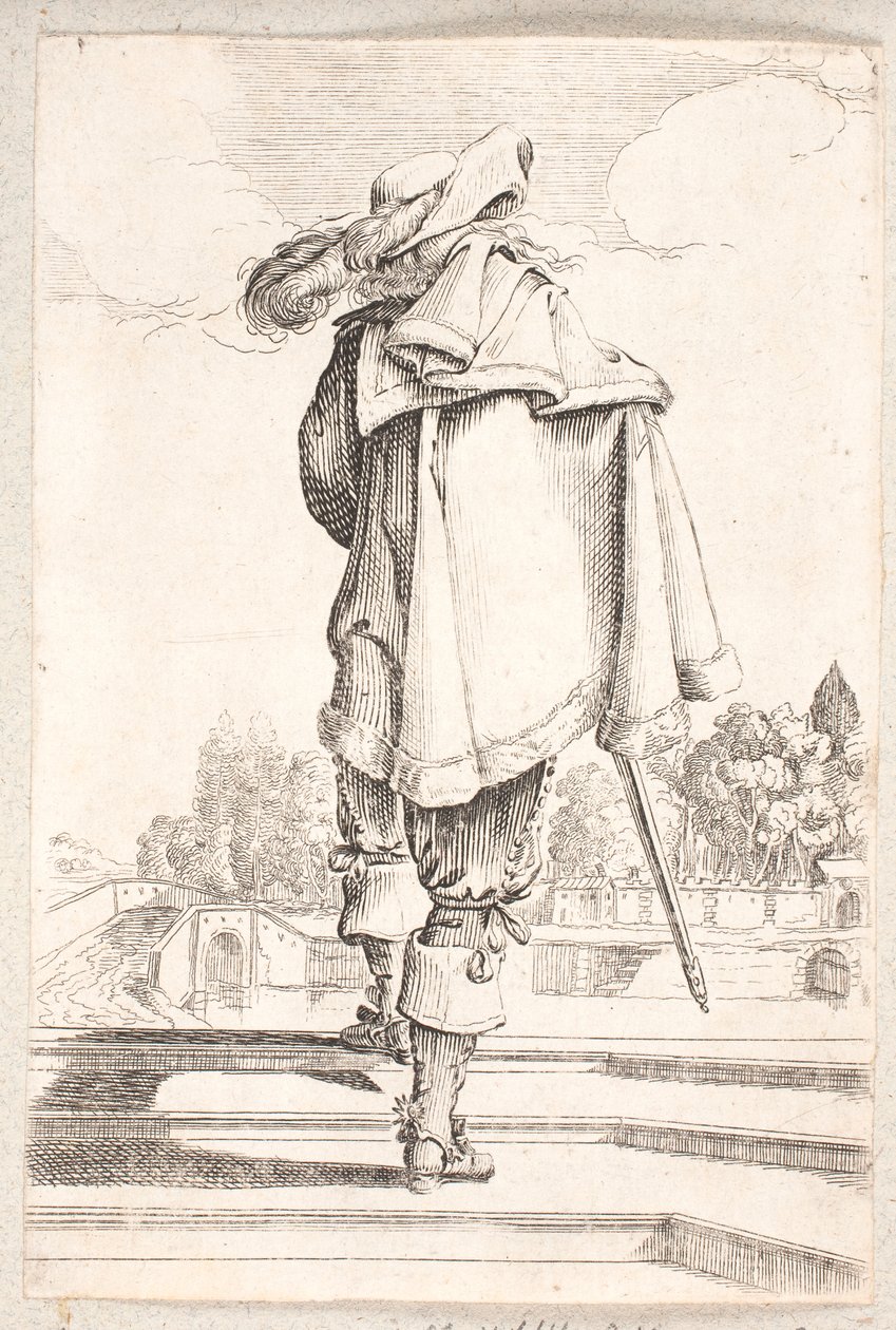 Uomo visto di spalle che sale una rampa di tre gradini da Salomon Savery