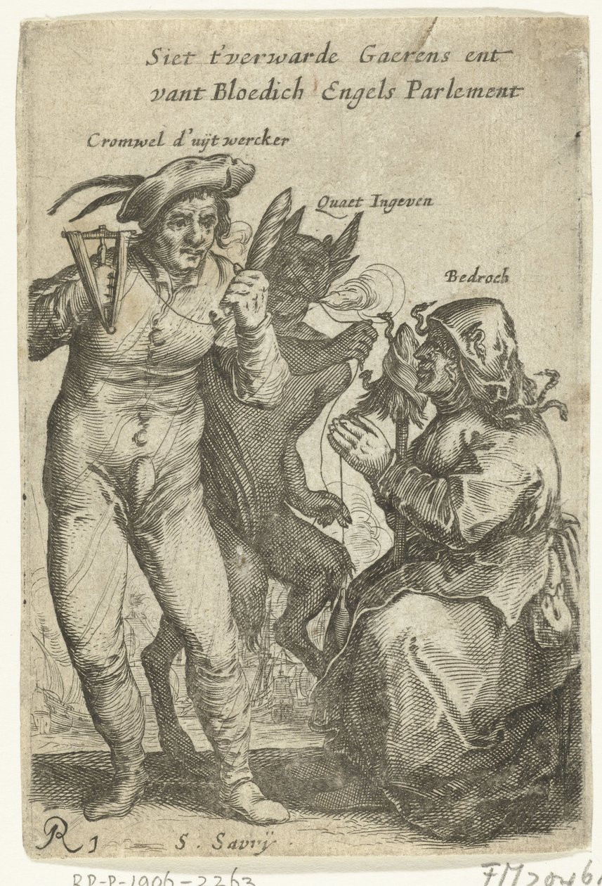 Caricatura di Cromwell, ca. 1652-1654 da Salomon Savery