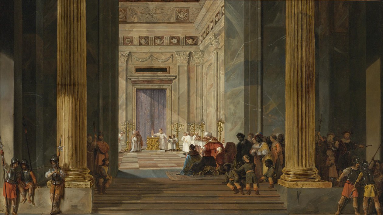 La Regina di Saba davanti al Tempio di Re Salomone a Gerusalemme, ca 1630-1634 da Salomon de Bray