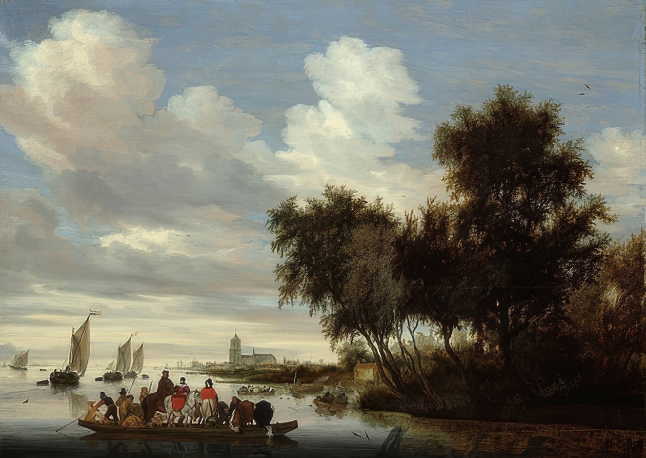 Paesaggio fluviale con traghetto da Salomon van Ruisdael or Ruysdael