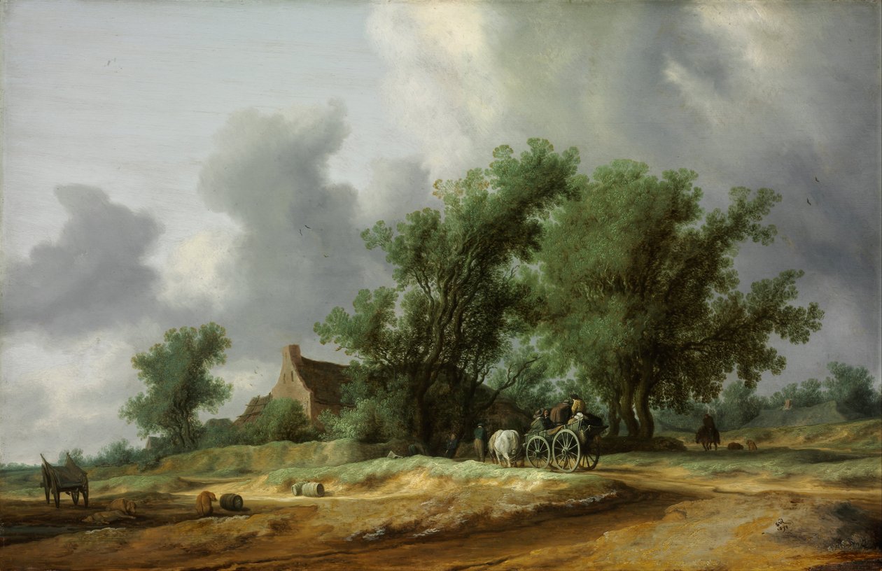 Strada nelle Dune con una Carrozza da Salomon van Ruisdael or Ruysdael