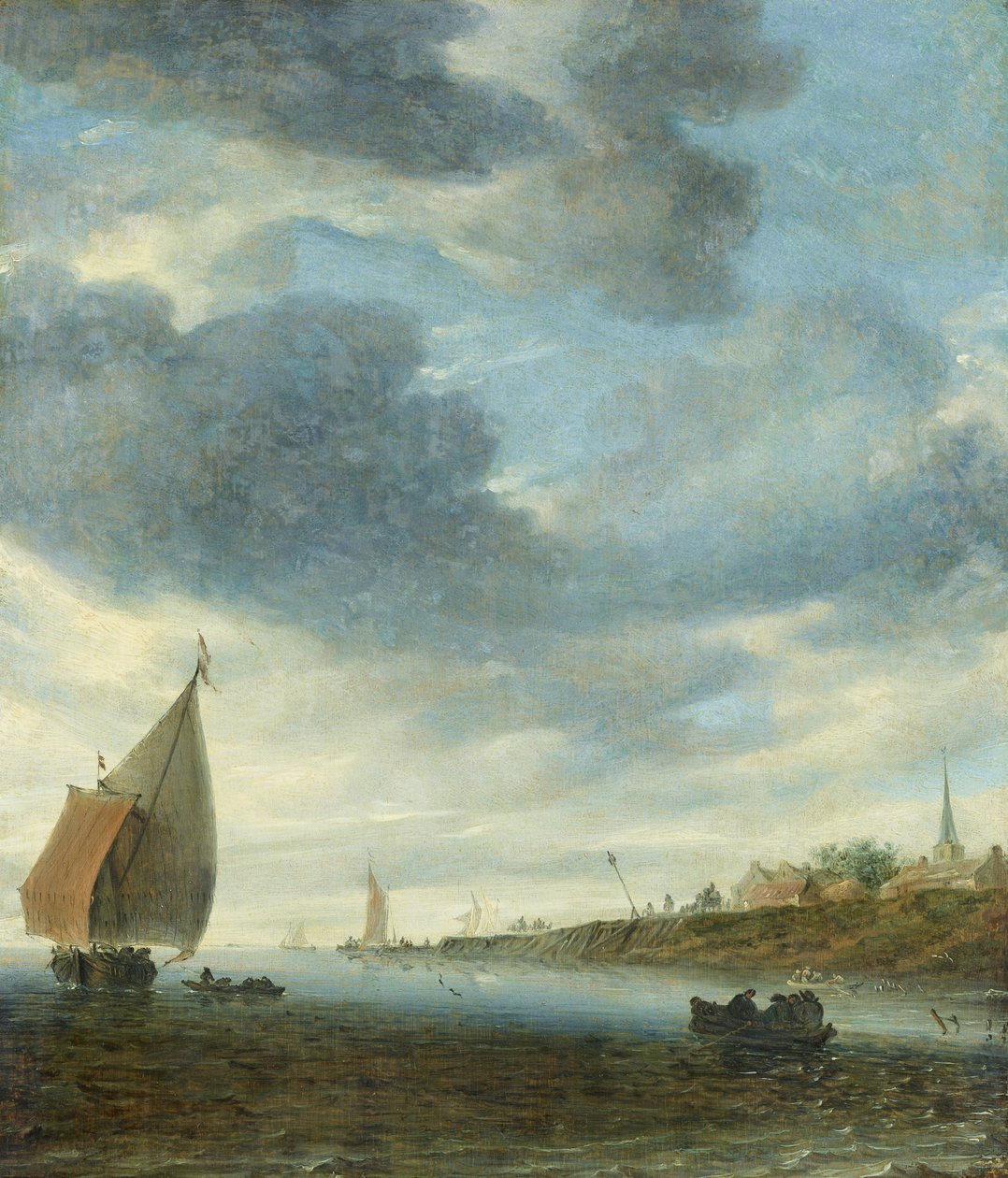 Acque interne con una barca a vela da Salomon van Ruysdael