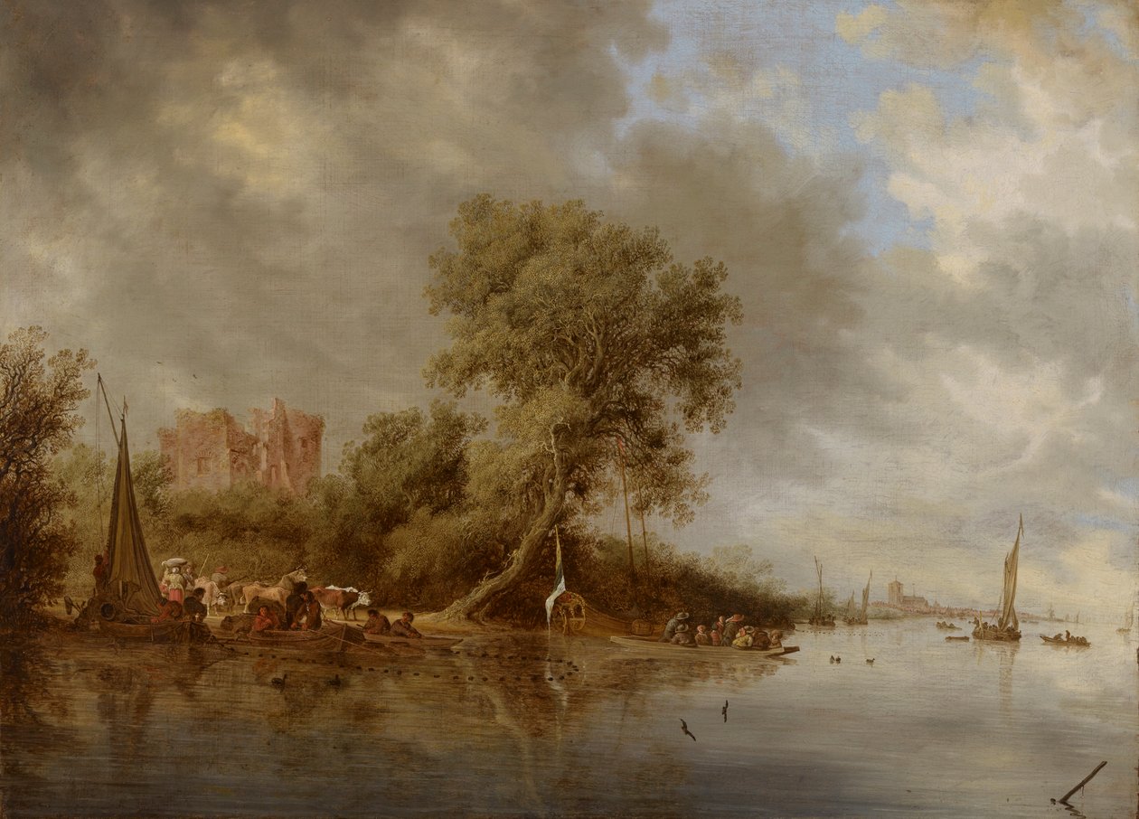 Paesaggio fluviale con le rovine del castello di Egmond da Salomon van Ruysdael
