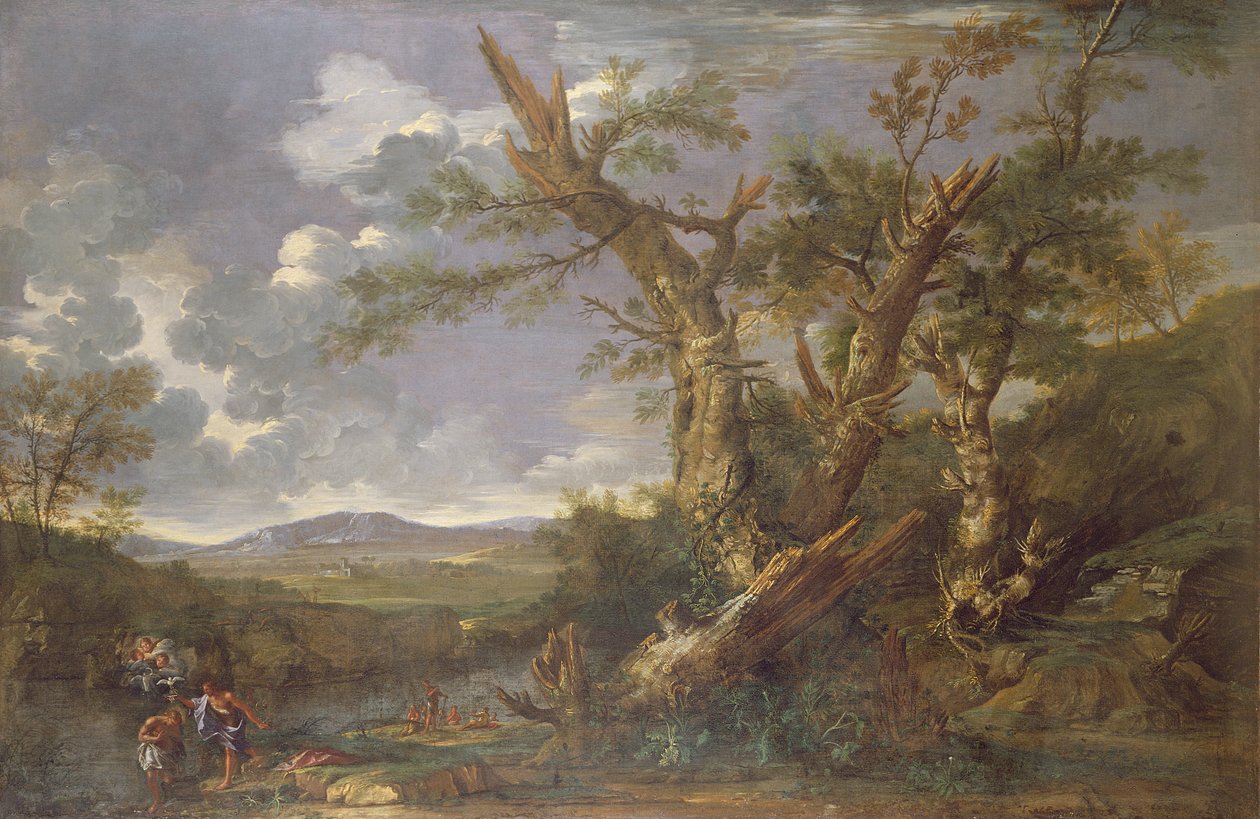 Paesaggio con il Battesimo nel Giordano da Salvator Rosa