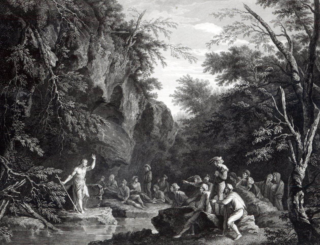 San Giovanni predica nel deserto, inciso da John Browne, 1768 da Salvator Rosa