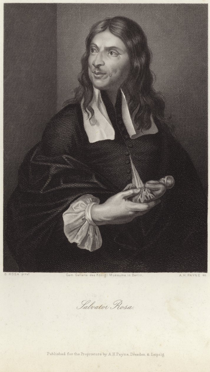 Ritratto di Salvator Rosa (incisione) da Salvator (after) Rosa