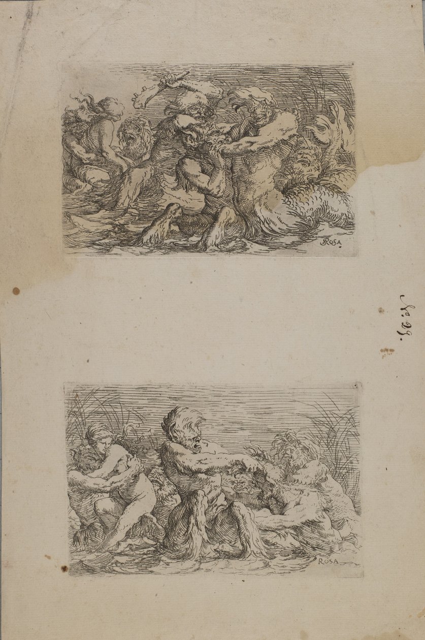 (Serie Figurine) Divinità del fiume che combattono da Salvator Rosa