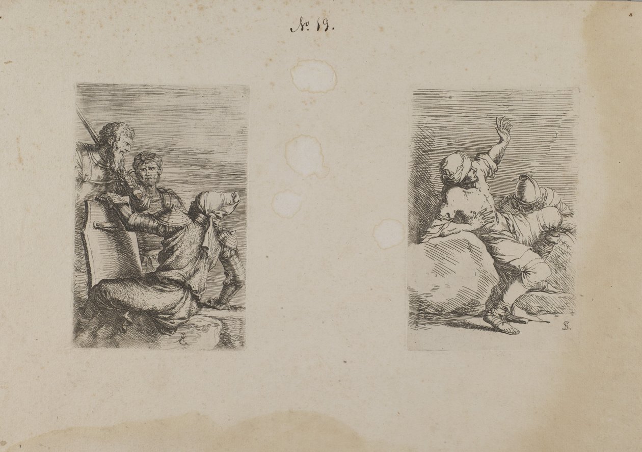 (Serie di figurine) Tre soldati da Salvator Rosa