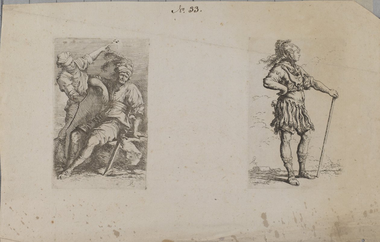 (Serie di figurine) Due uomini da Salvator Rosa