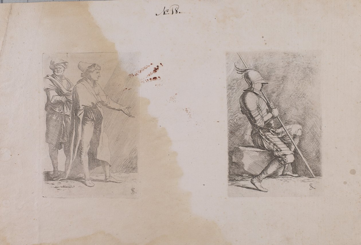 (Serie di figurine) Due uomini da Salvator Rosa
